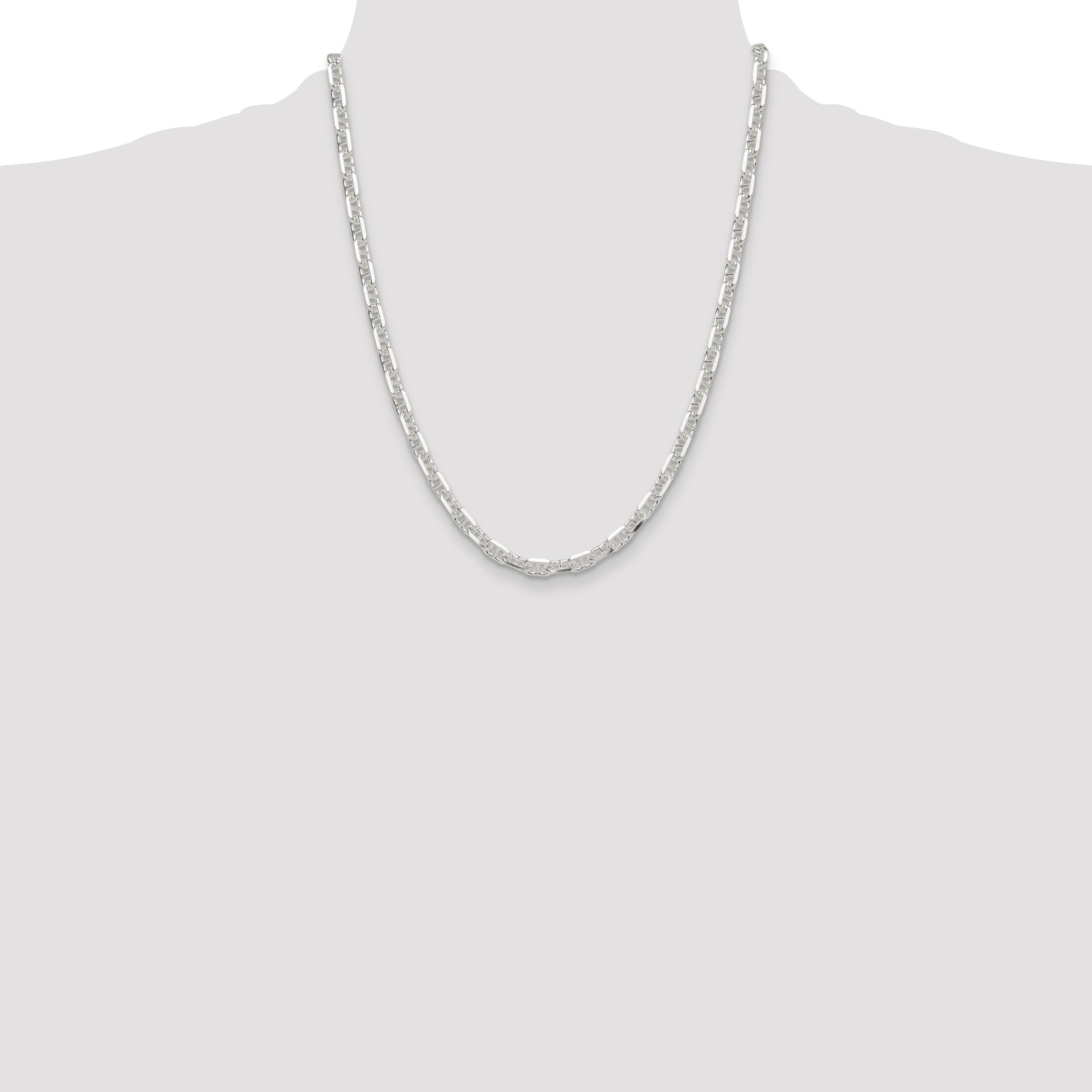 Sterling Silver Polished and D/C 5.5mm Mariner Link Chain
