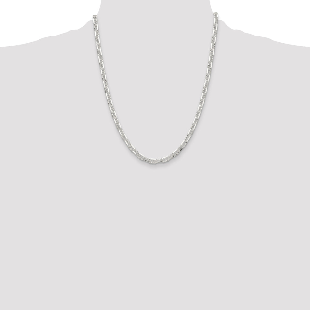 Sterling Silver Polished and D/C 5.5mm Mariner Link Chain