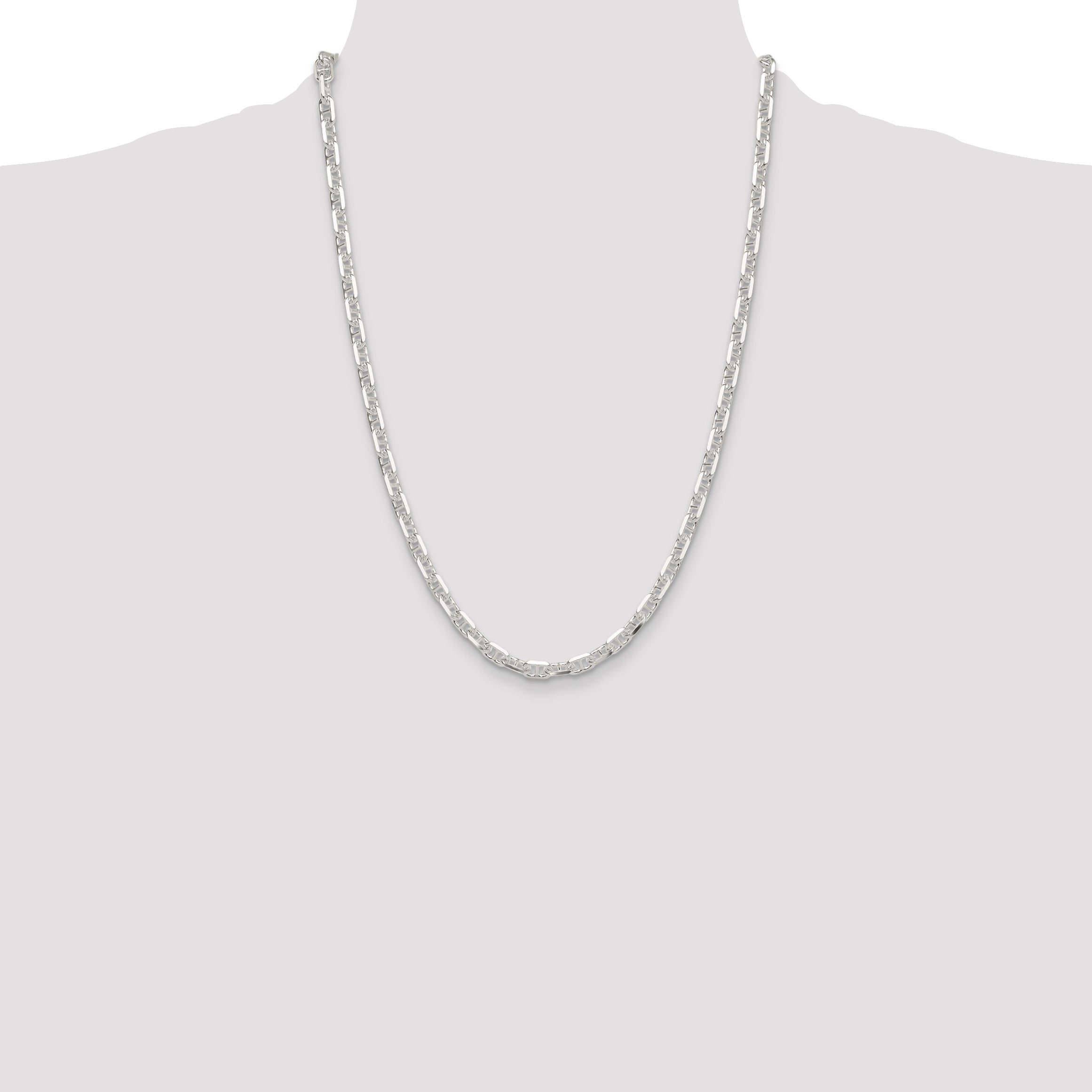 Sterling Silver Polished and D/C 5.5mm Mariner Link Chain