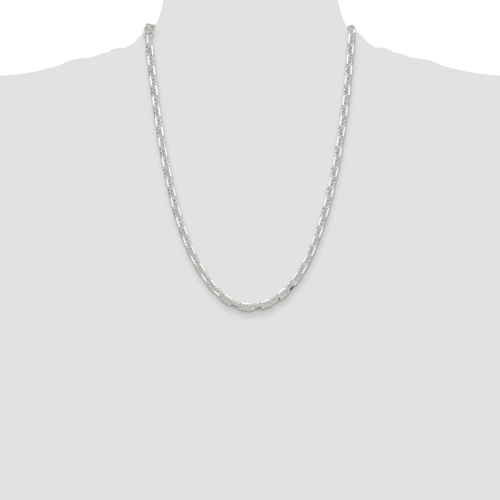 Sterling Silver Polished and D/C 5.5mm Mariner Link Chain