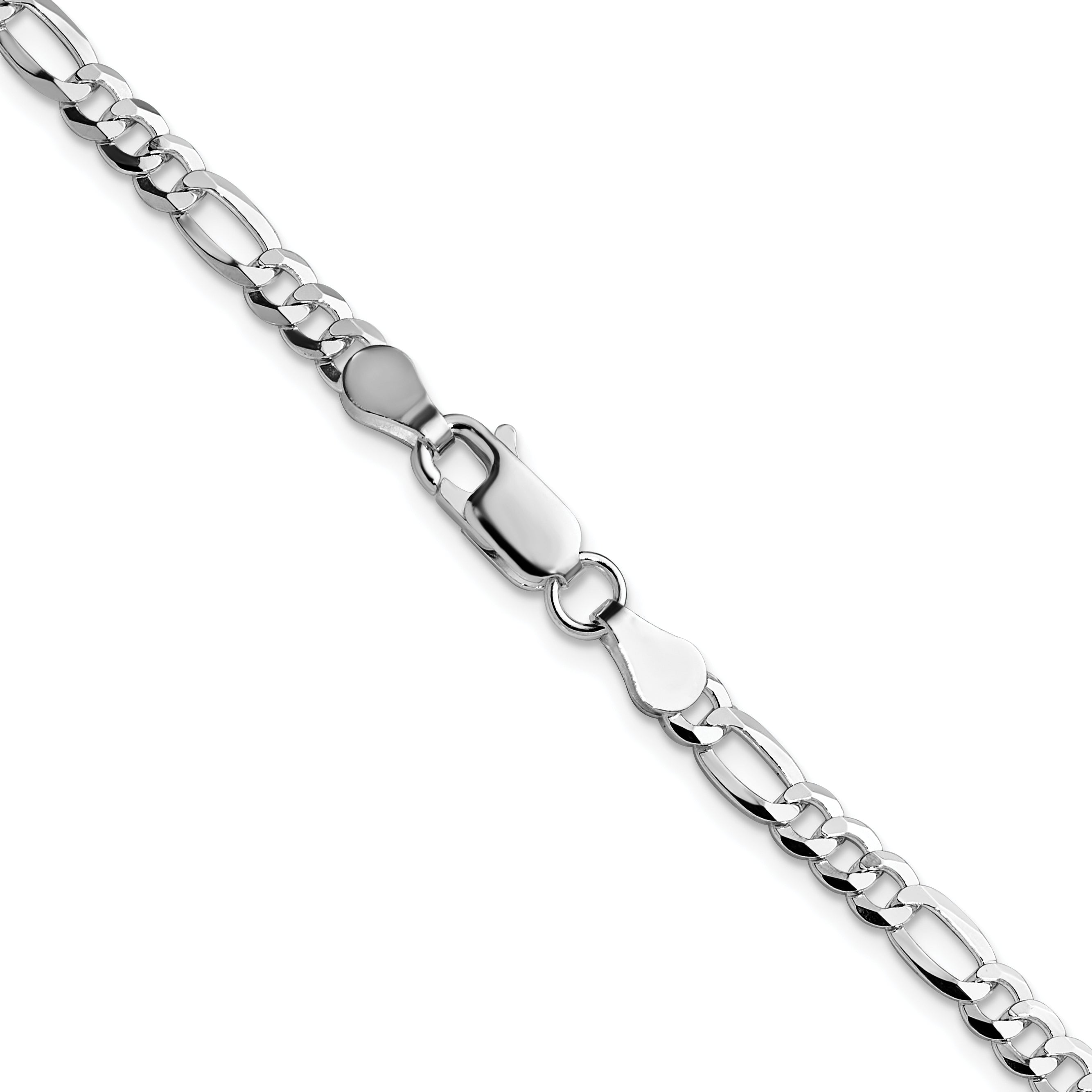 Sterling Silver 4.0mm Lightweight Flat Figaro Chain