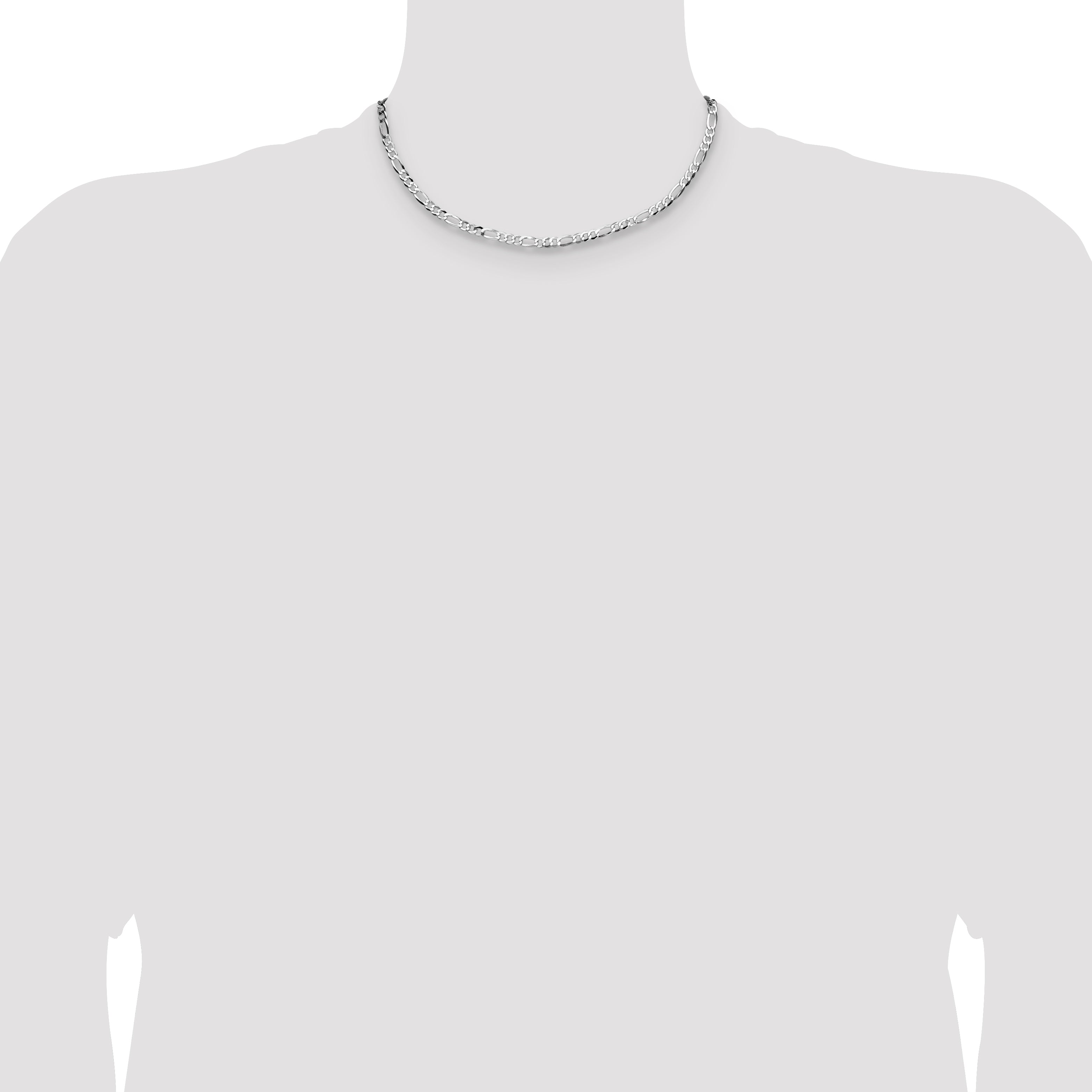 Sterling Silver 4.0mm Lightweight Flat Figaro Chain