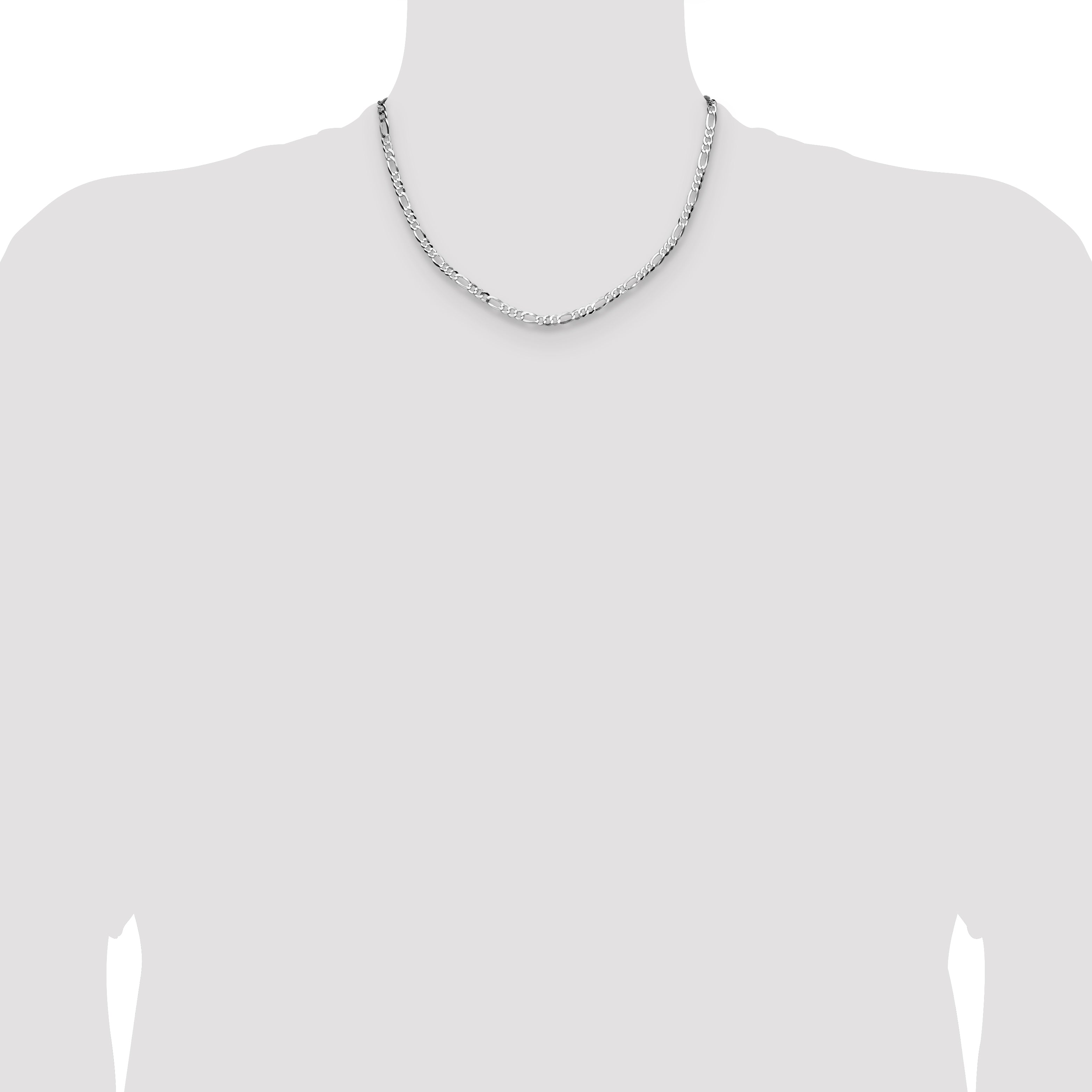 Sterling Silver 4.0mm Lightweight Flat Figaro Chain
