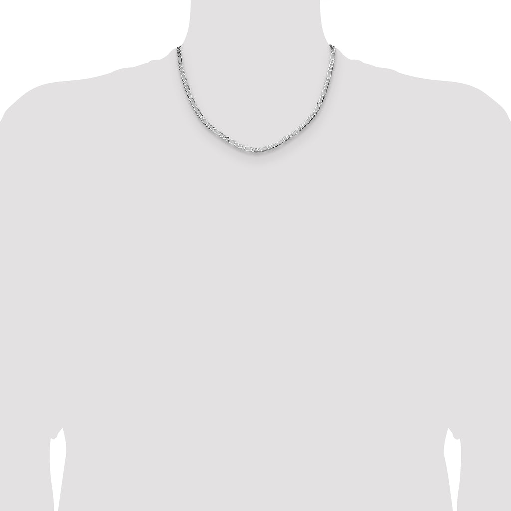 Sterling Silver 4.0mm Lightweight Flat Figaro Chain