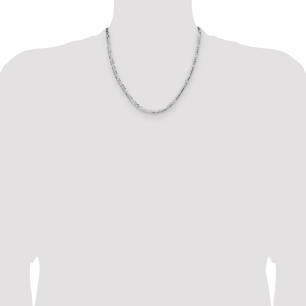 Sterling Silver 4.0mm Lightweight Flat Figaro Chain