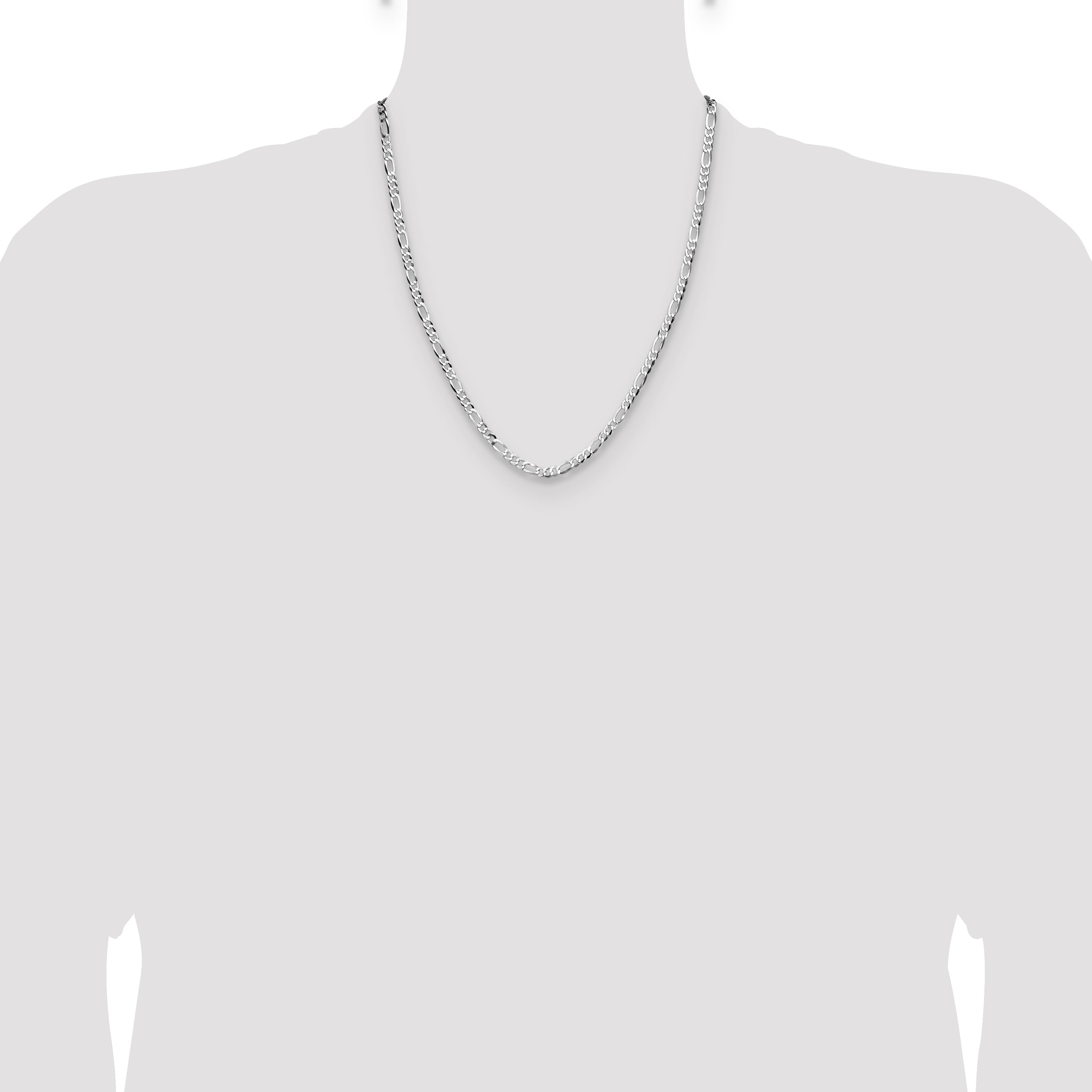 Sterling Silver 4.0mm Lightweight Flat Figaro Chain
