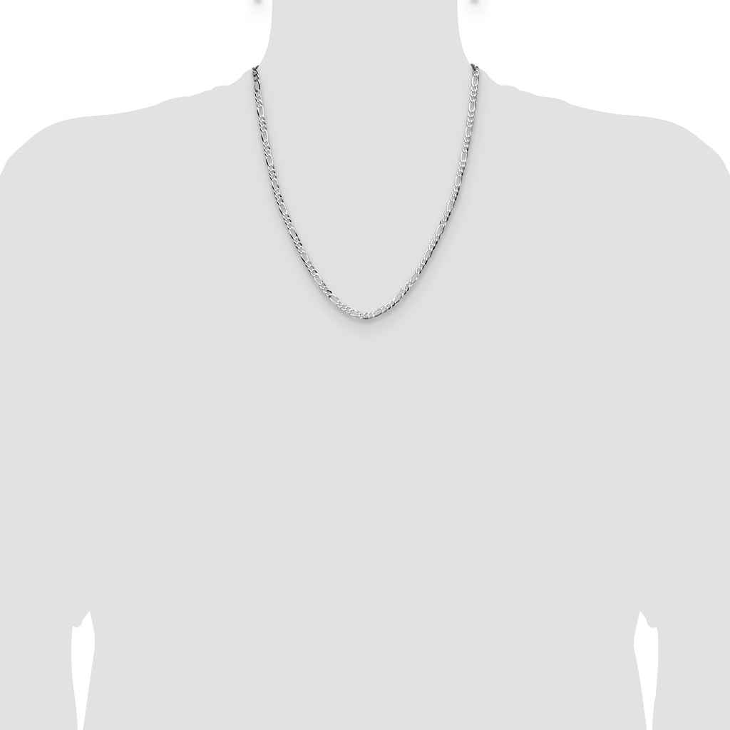 Sterling Silver 4.0mm Lightweight Flat Figaro Chain