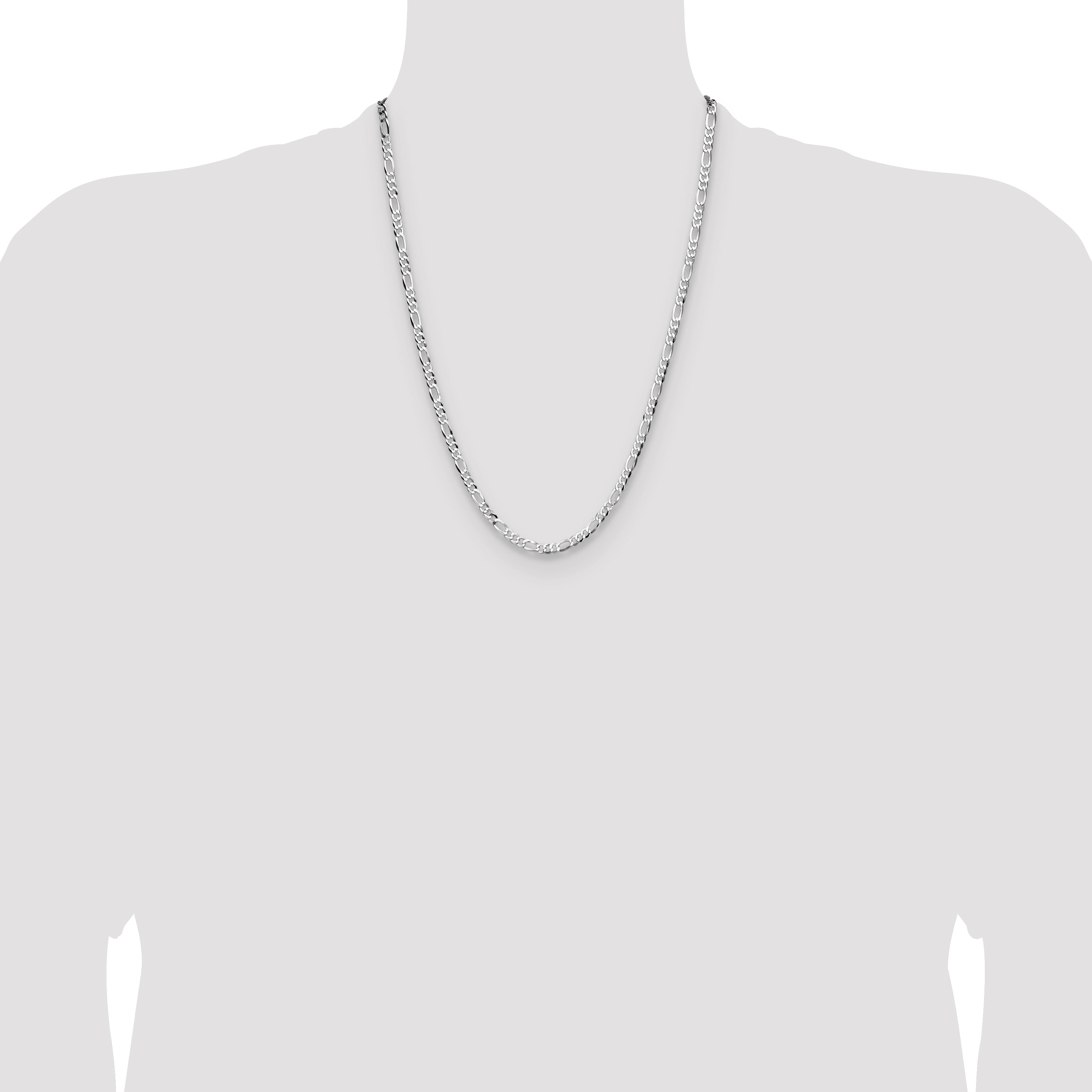 Sterling Silver 4.0mm Lightweight Flat Figaro Chain