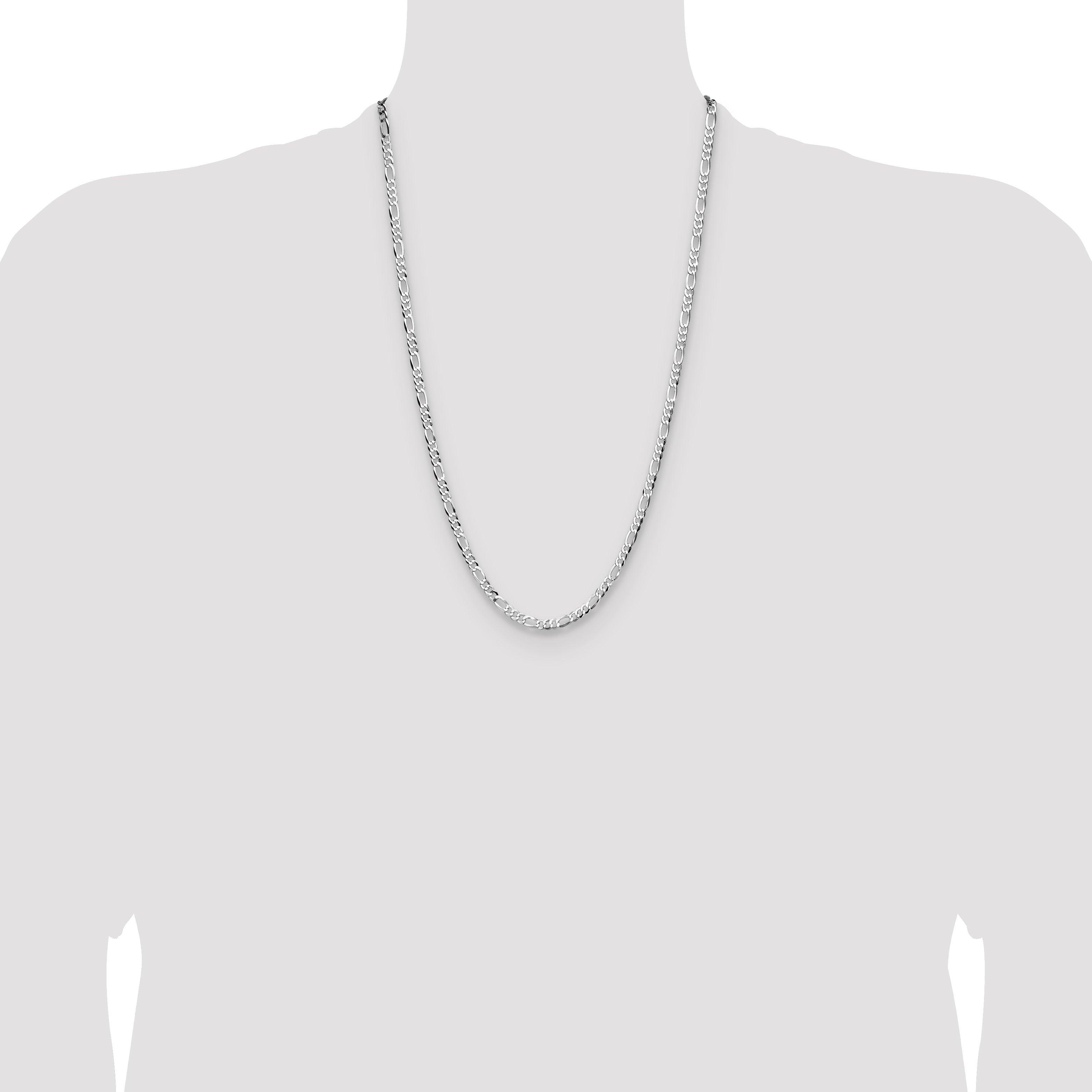 Sterling Silver 4.0mm Lightweight Flat Figaro Chain