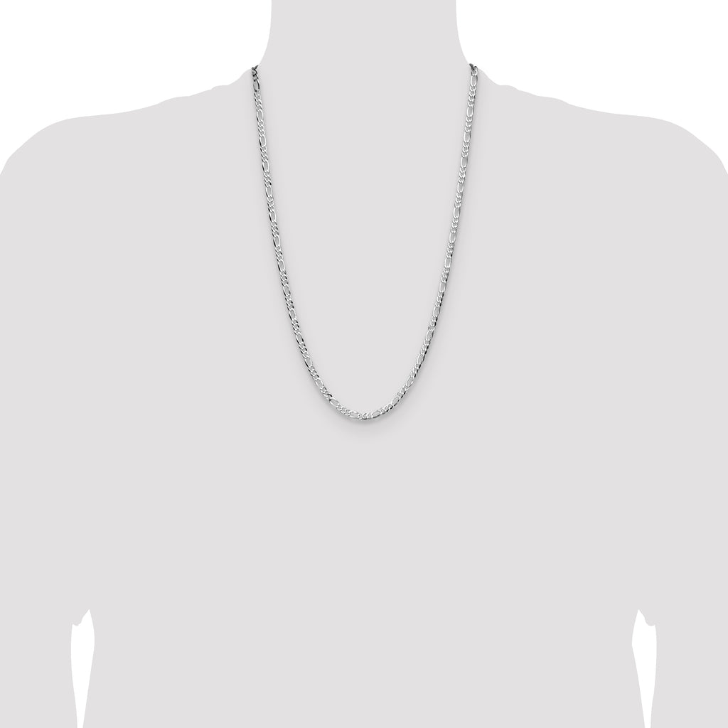 Sterling Silver 4.0mm Lightweight Flat Figaro Chain