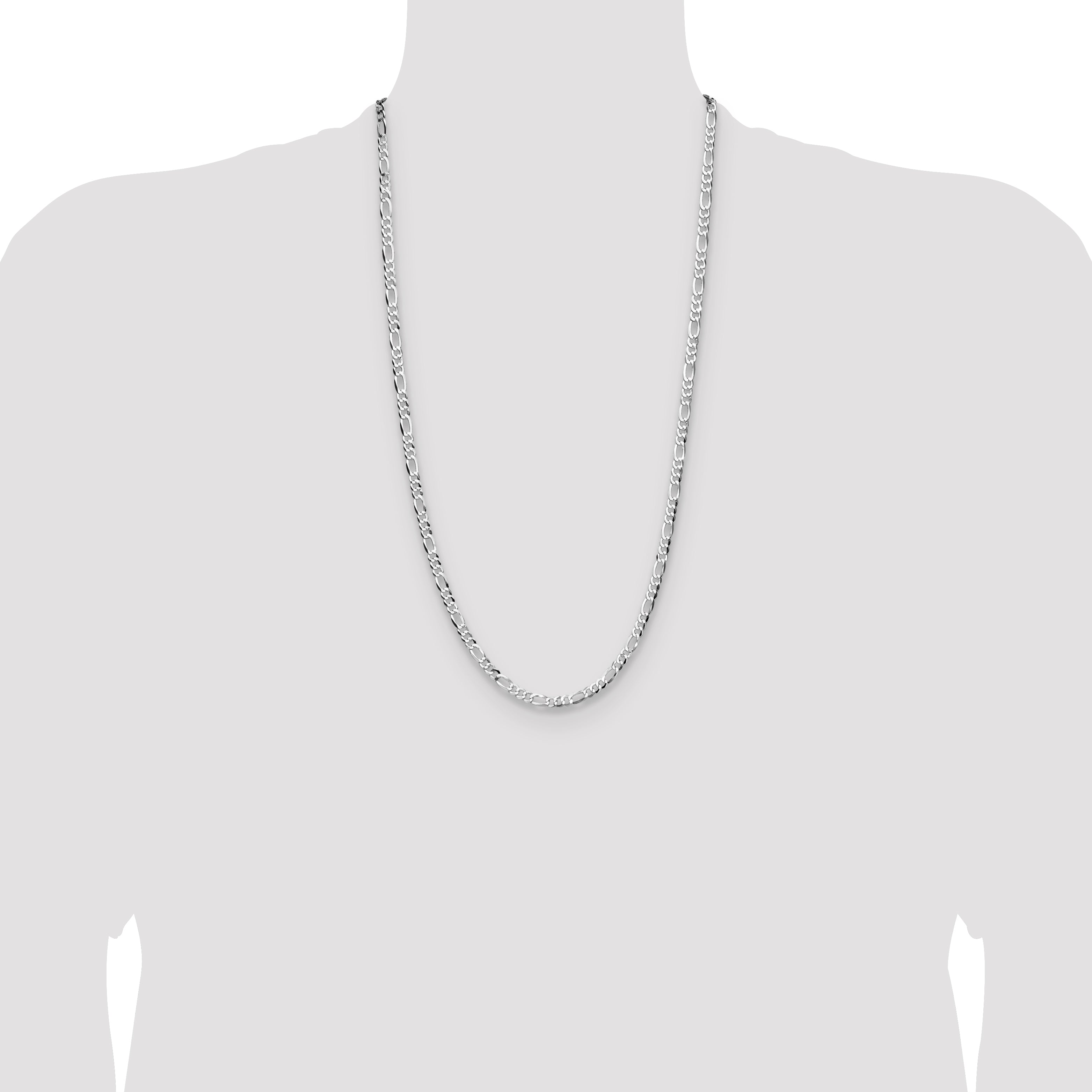 Sterling Silver 4.0mm Lightweight Flat Figaro Chain