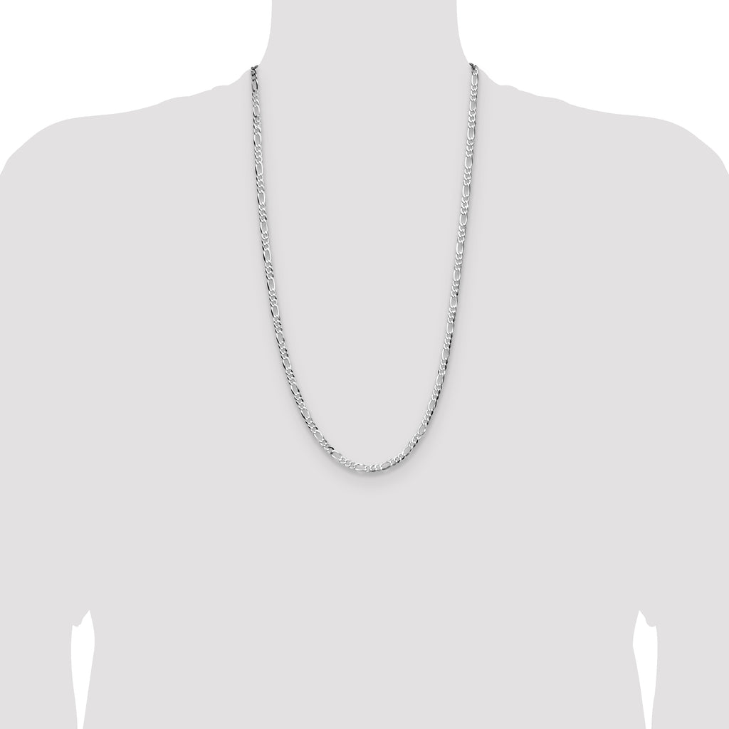 Sterling Silver 4.0mm Lightweight Flat Figaro Chain