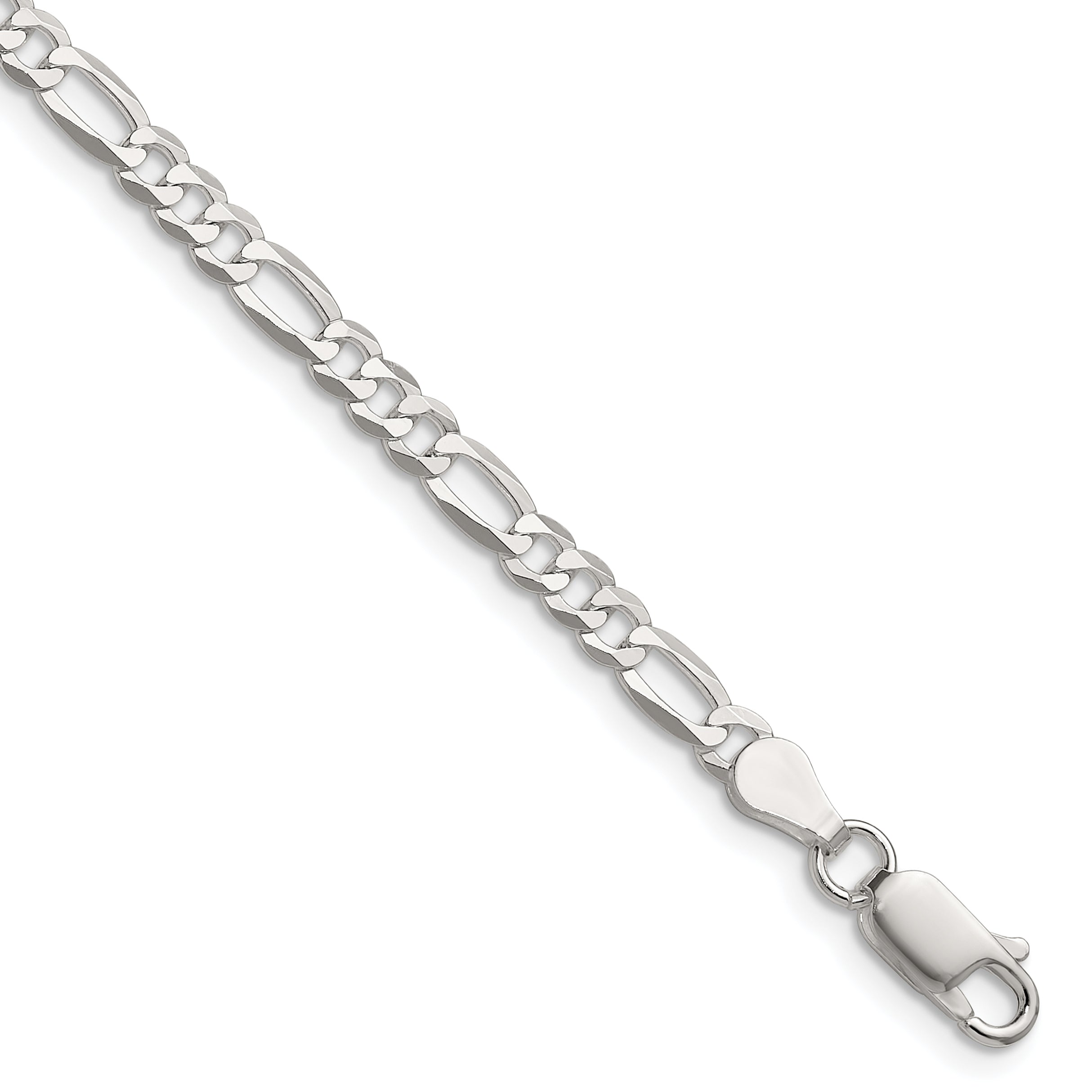 Sterling Silver 4.0mm Lightweight Flat Figaro Chain