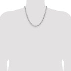 Sterling Silver Rhodium-plated 4.0mm Lightweight Flat Figaro Chain