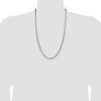 Sterling Silver Rhodium-plated 4.0mm Lightweight Flat Figaro Chain