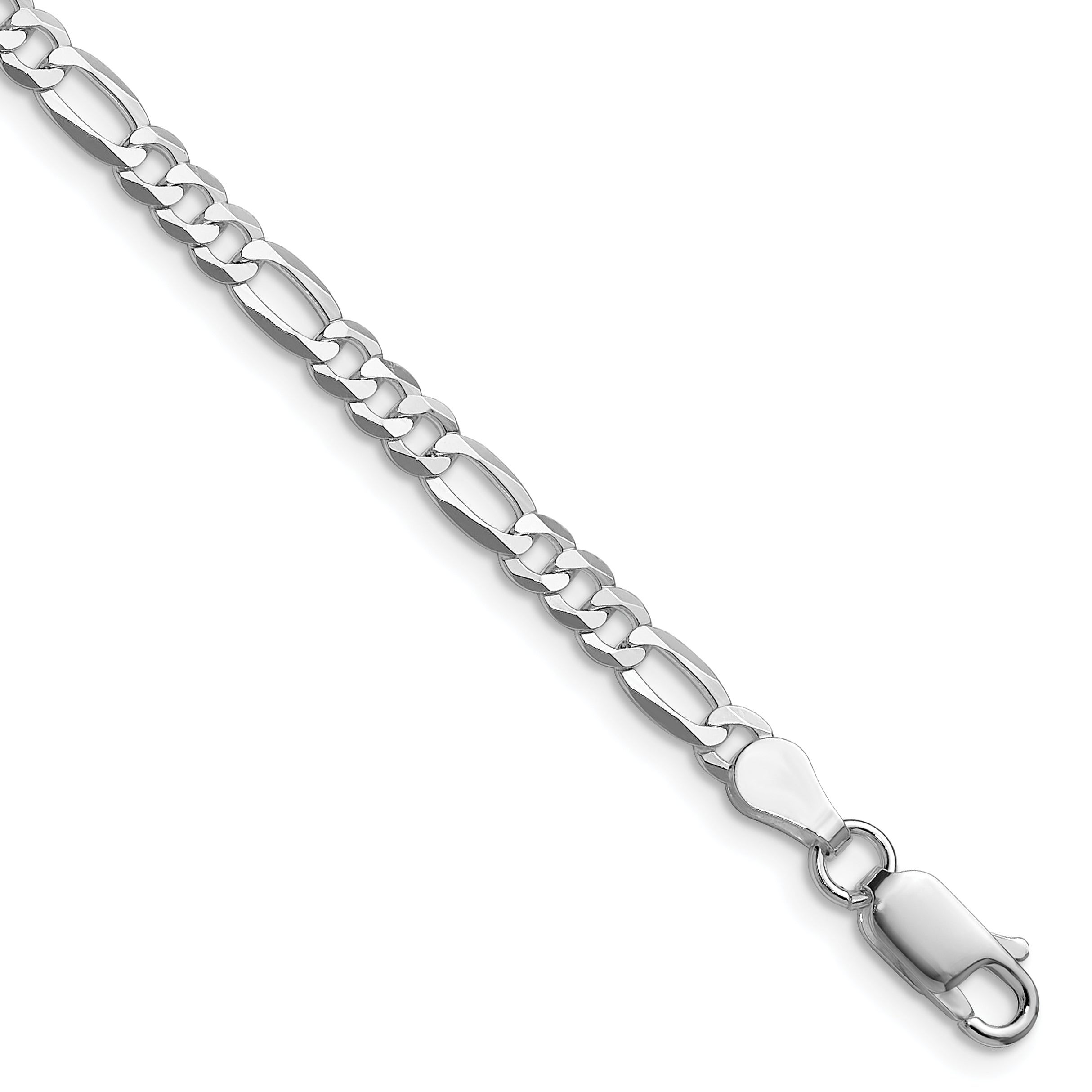 Sterling Silver Rhodium-plated 4.0mm Lightweight Flat Figaro Chain Main image