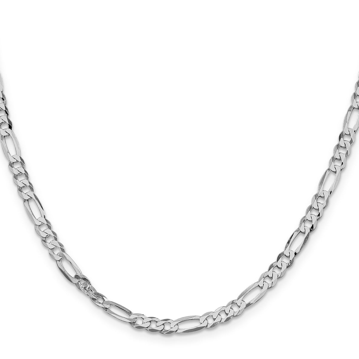 Rhodium-Plated Figaro Chain in Sterling Silver, 4.5mm - Sophia Jewelers