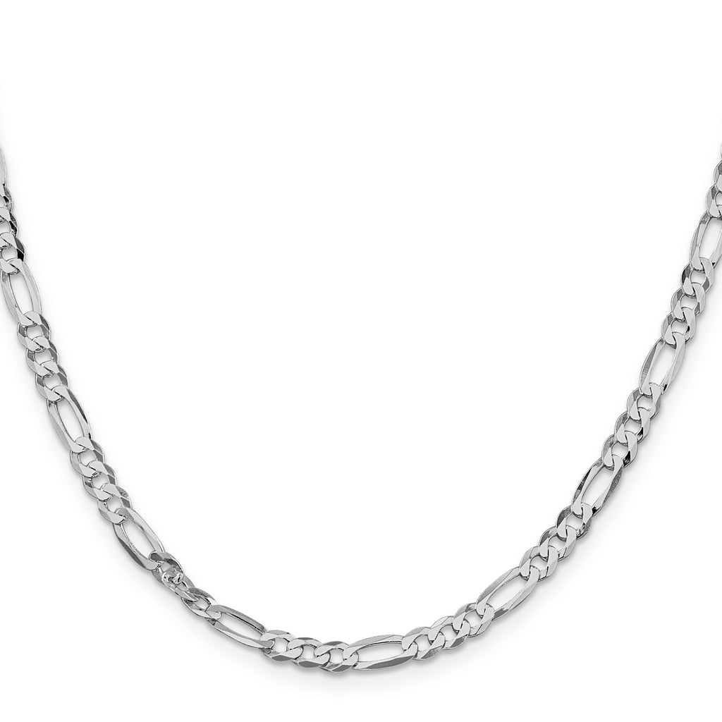 Sterling Silver Rhodium-plated 4.5mm Lightweight Flat Figaro Chain