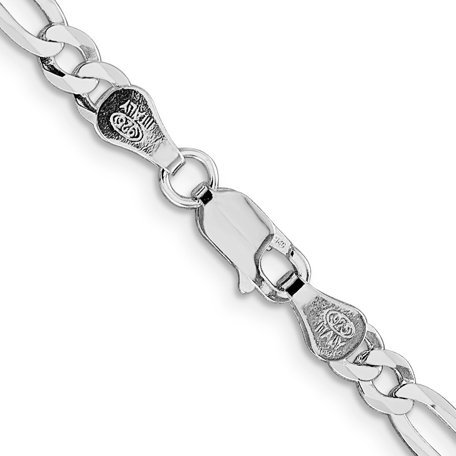 Sterling Silver Rhodium-Plated Figaro Chain Necklace 4.5mm