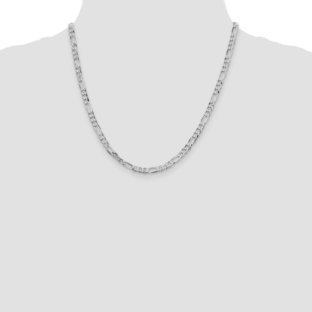 Rhodium-Plated Figaro Chain in Sterling Silver, 4.5mm - Sophia Jewelers