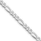 Sterling Silver Rhodium-plated 4.5mm Lightweight Flat Figaro Chain