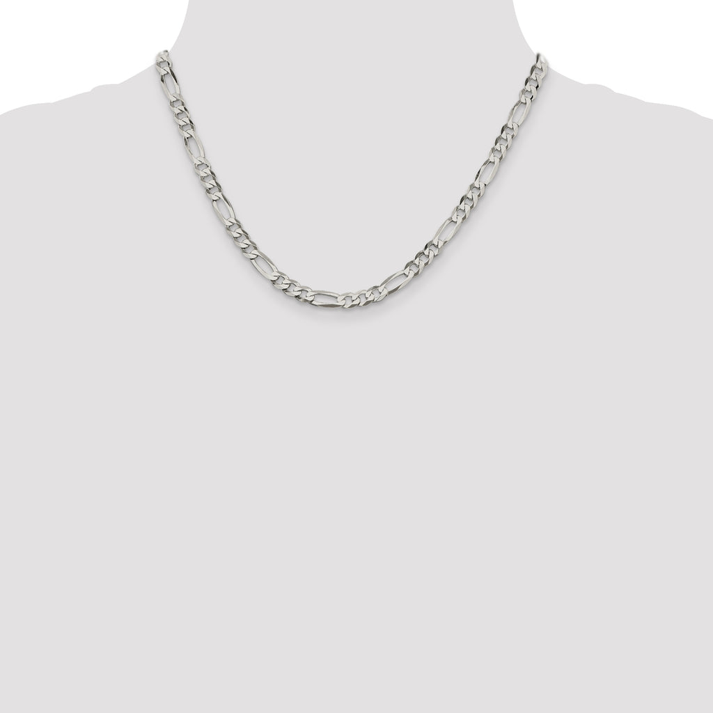 Figaro Chain in Sterling Silver, 5.5mm - Sophia Jewelers