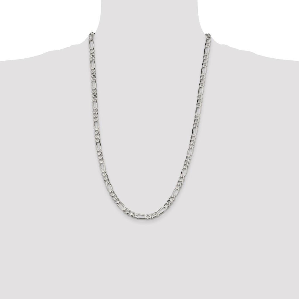 Figaro Chain in Sterling Silver, 5.5mm - Sophia Jewelers
