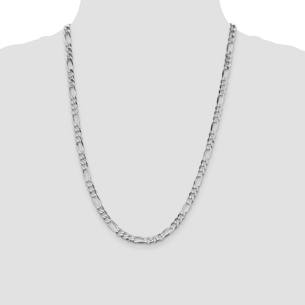Sterling Silver Rhodium-Plated Figaro Chain Necklace 5.5mm