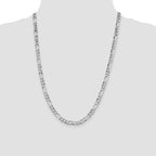 Sterling Silver Rhodium-Plated Figaro Chain Necklace 5.5mm