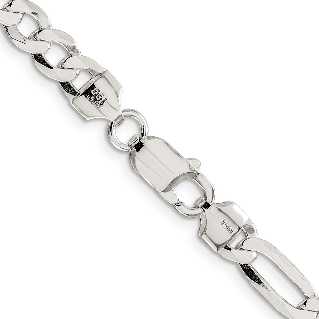 Sterling Silver Figaro Chain Necklace 7.5mm