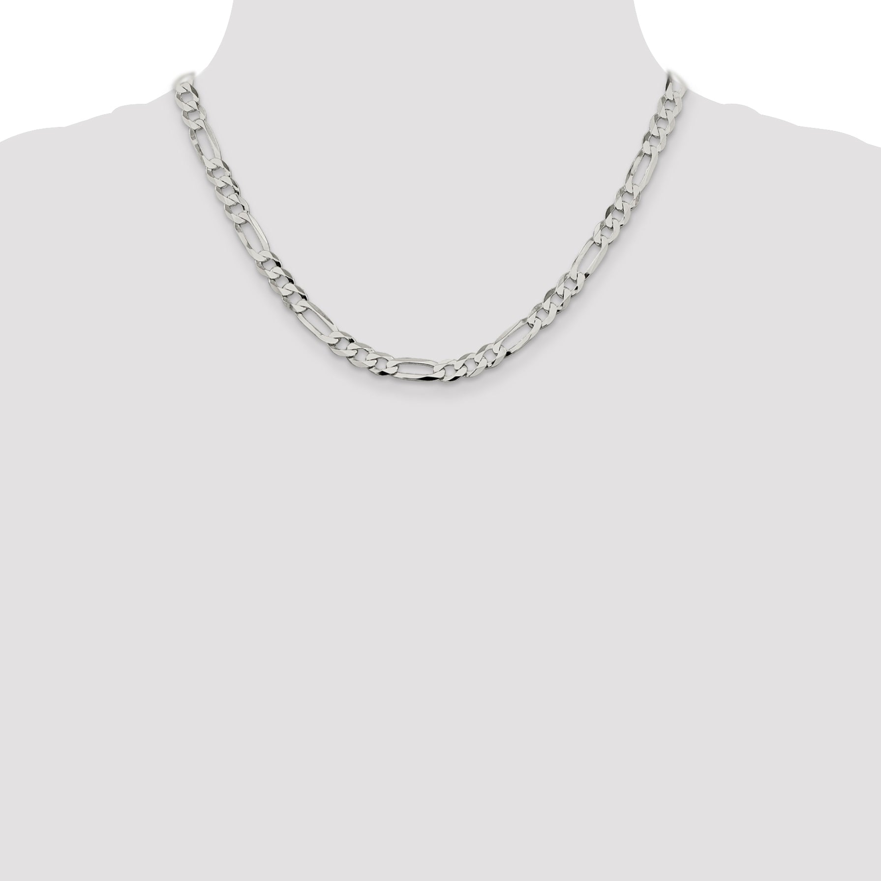 Sterling Silver Figaro Chain Necklace 7.5mm