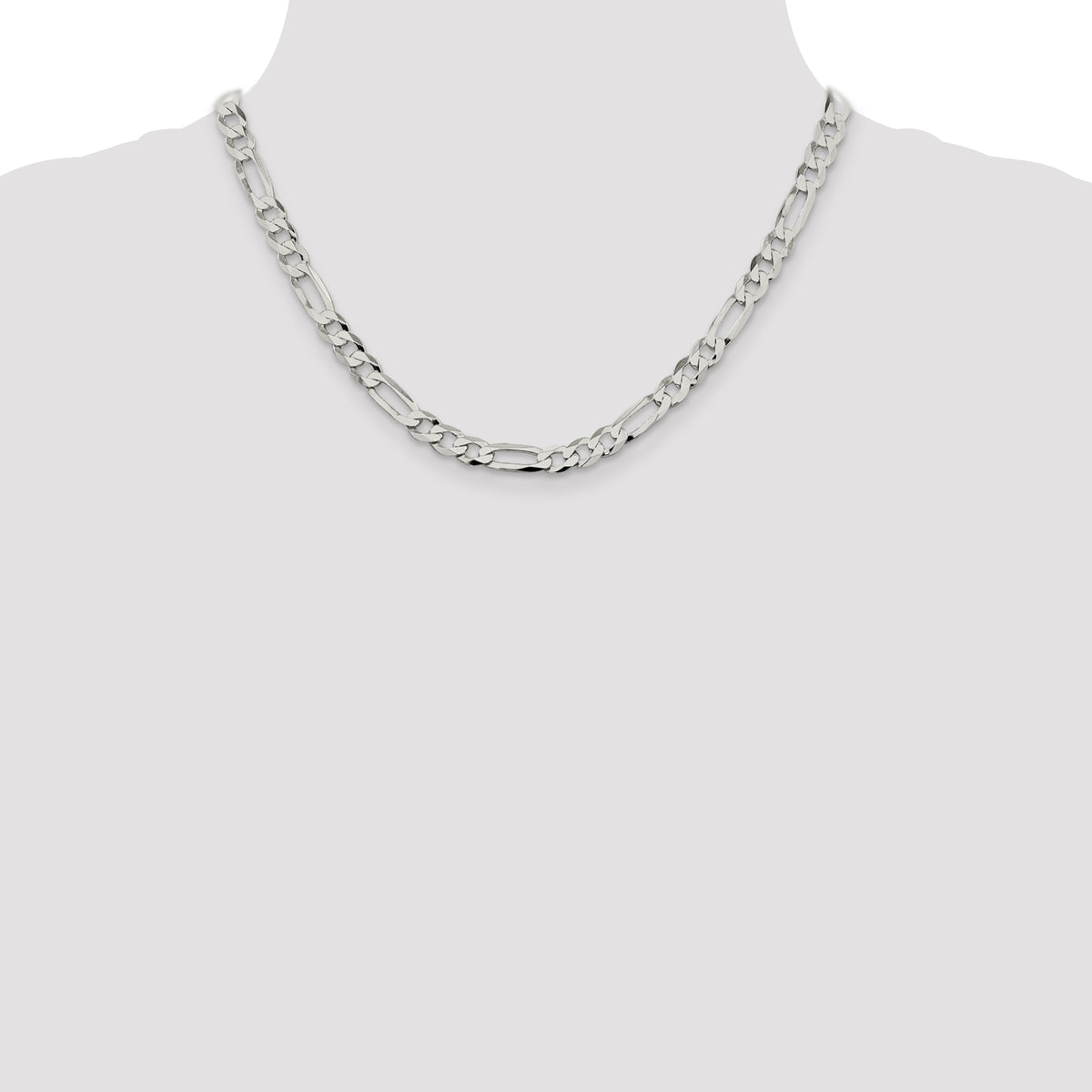 Flat Figaro Chain in Sterling Silver, 7–28 Inch - Sophia Jewelers