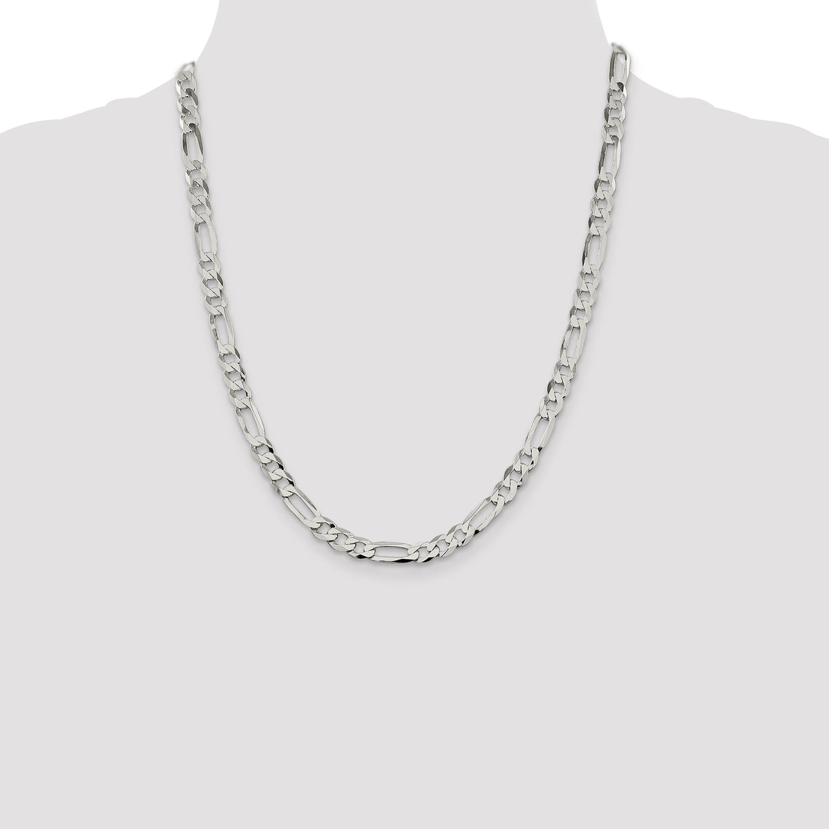 Flat Figaro Chain in Sterling Silver, 7–28 Inch - Sophia Jewelers