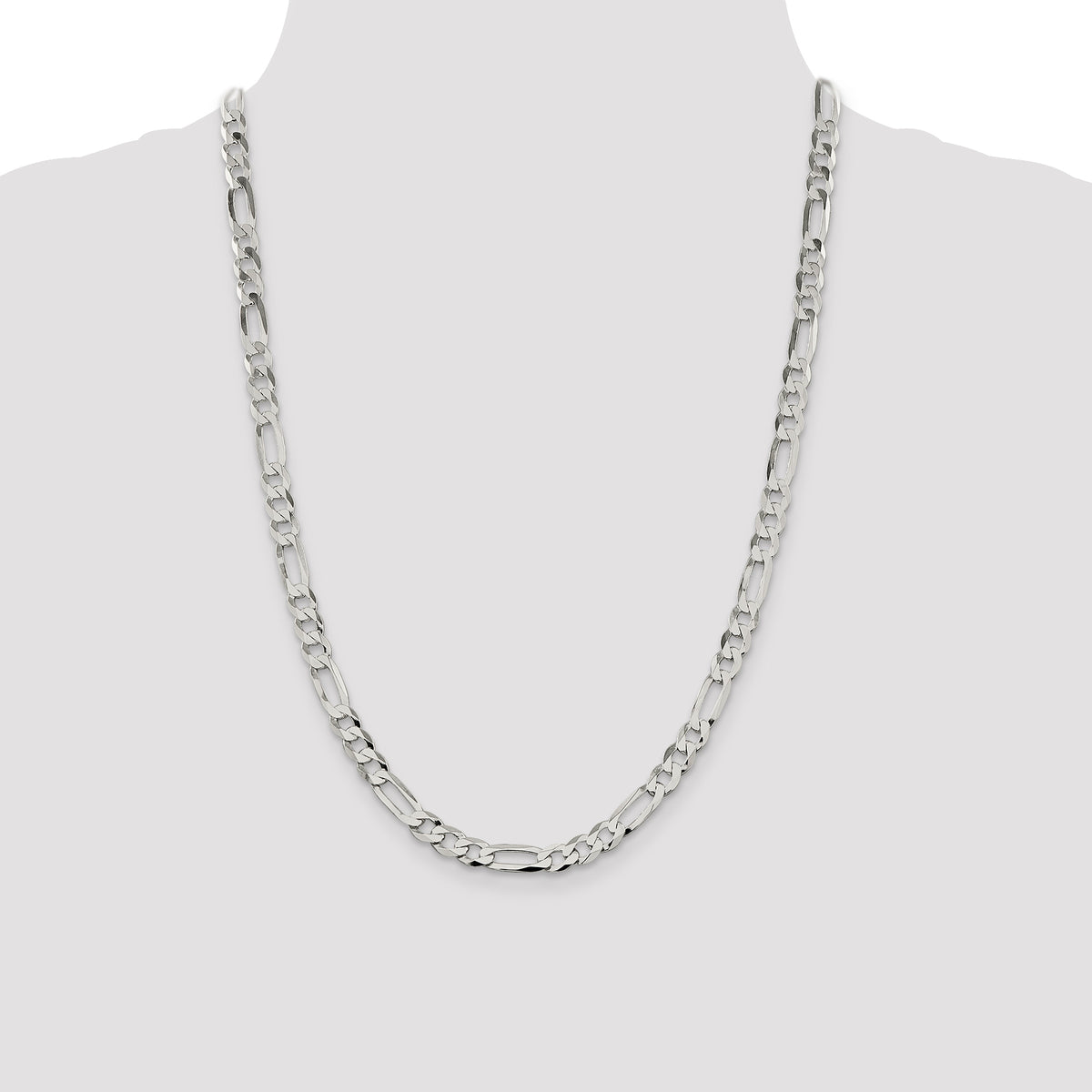 Flat Figaro Chain in Sterling Silver, 7–28 Inch - Sophia Jewelers