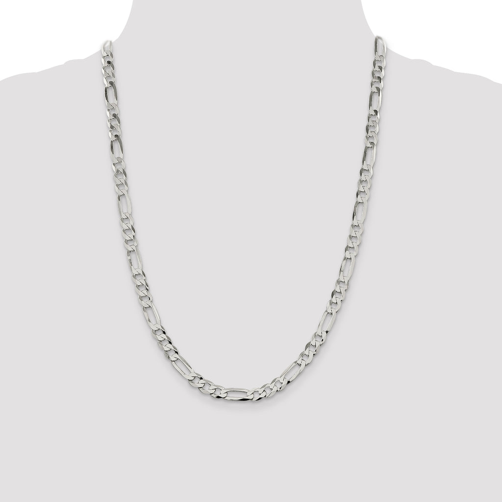Flat Figaro Chain in Sterling Silver, 7–28 Inch - Sophia Jewelers