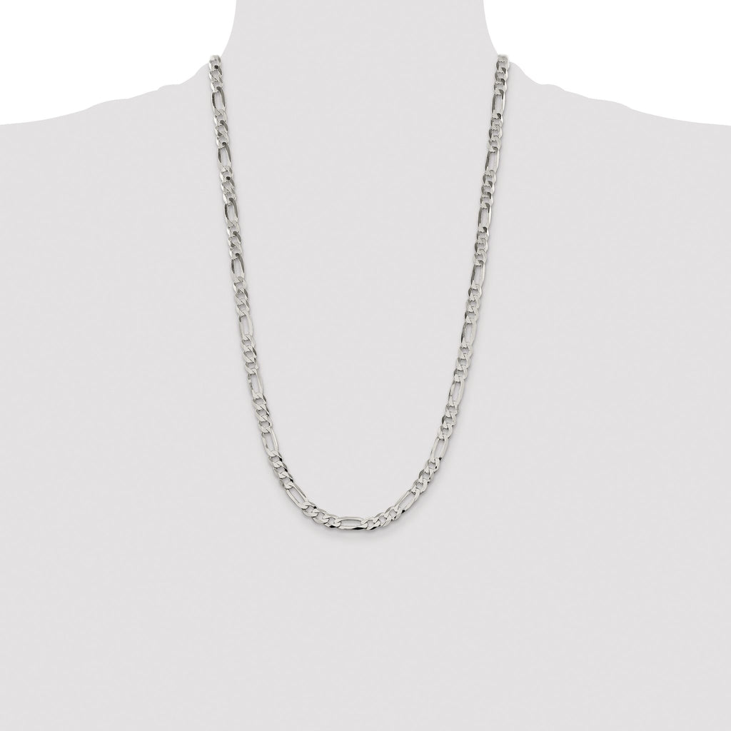 Flat Figaro Chain in Sterling Silver, 7–28 Inch - Sophia Jewelers