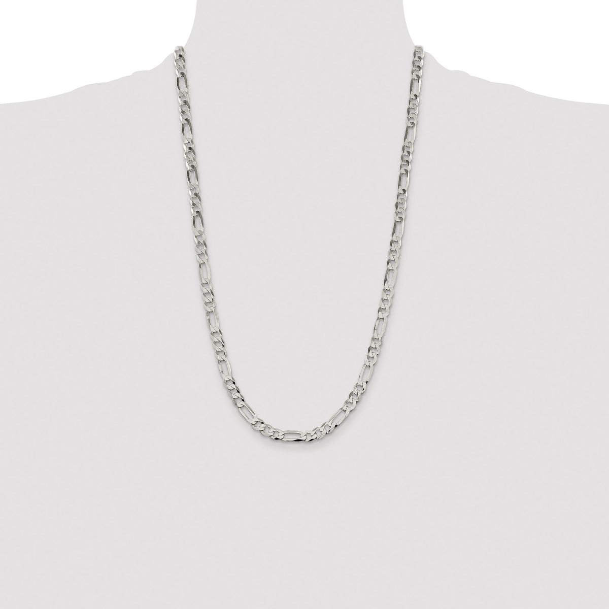 Flat Figaro Chain in Sterling Silver, 7–28 Inch - Sophia Jewelers