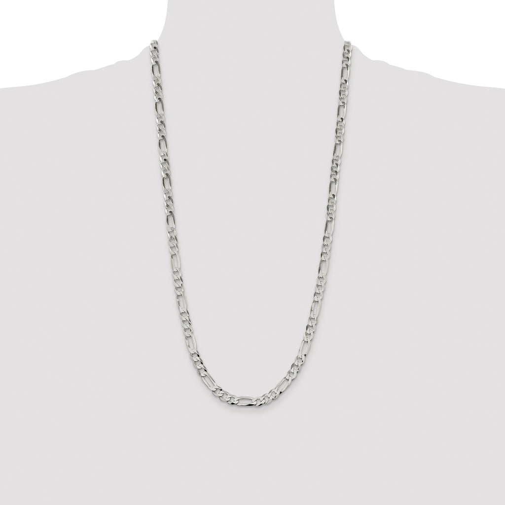Sterling Silver 7.0mm Lightweight Flat Figaro Chain