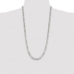 Sterling Silver 7.0mm Lightweight Flat Figaro Chain
