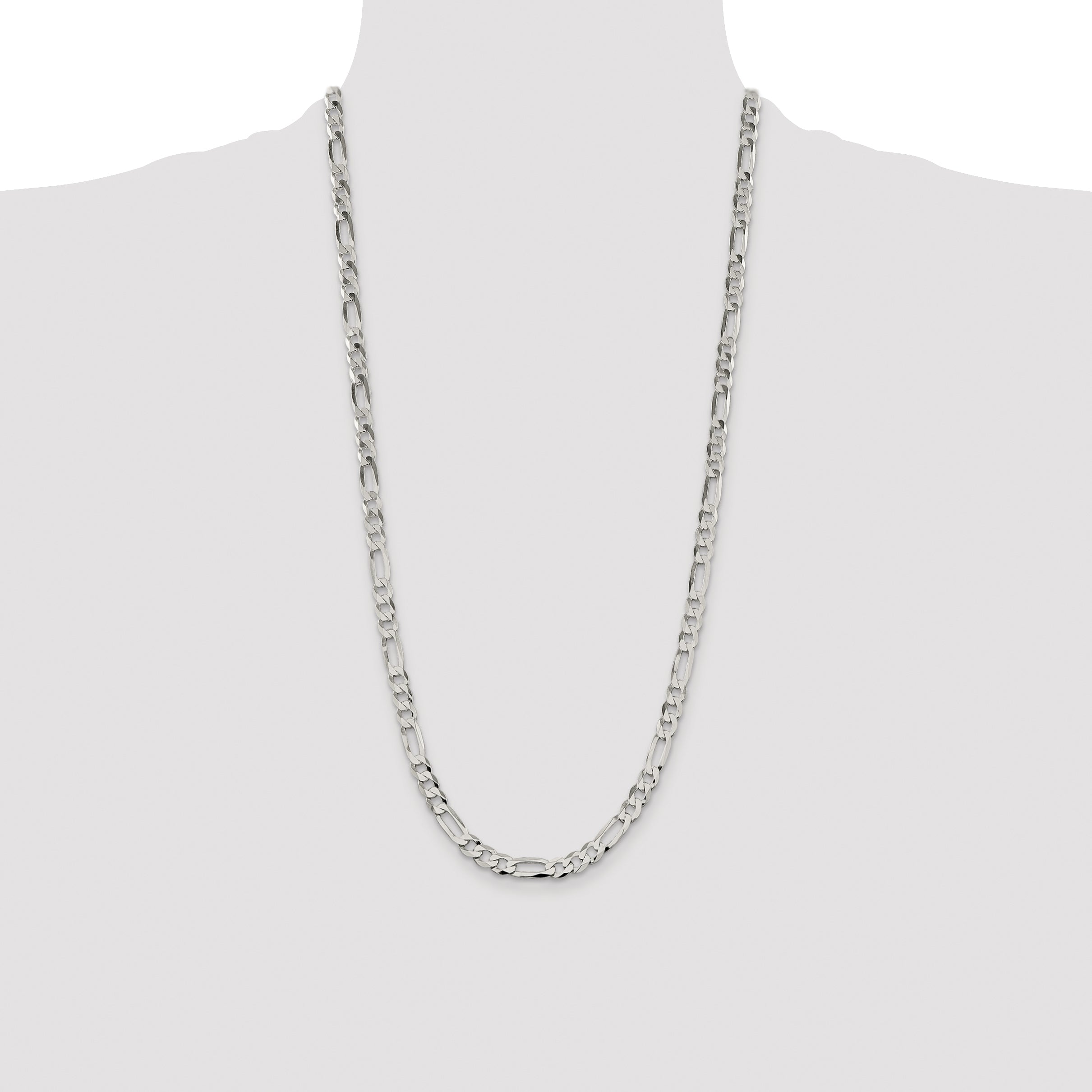 Sterling Silver 7.0mm Lightweight Flat Figaro Chain