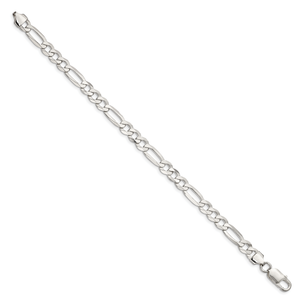 Sterling Silver 7.0mm Lightweight Flat Figaro Chain