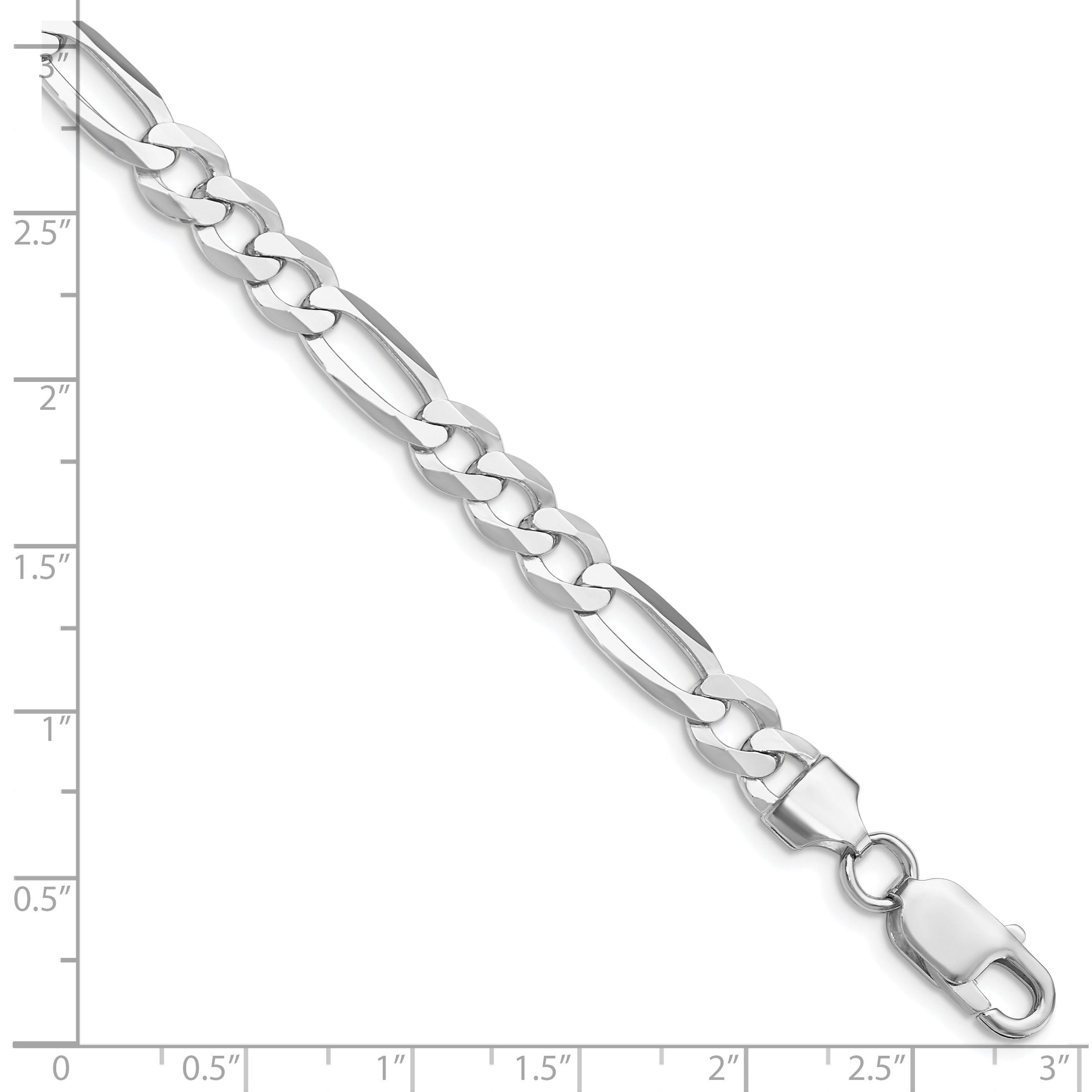 Sterling Silver Rhodium-plated 7.0mm Lightweight Flat Figaro Chain Secondary image