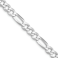 Sterling Silver Rhodium-plated 7.0mm Lightweight Flat Figaro Chain