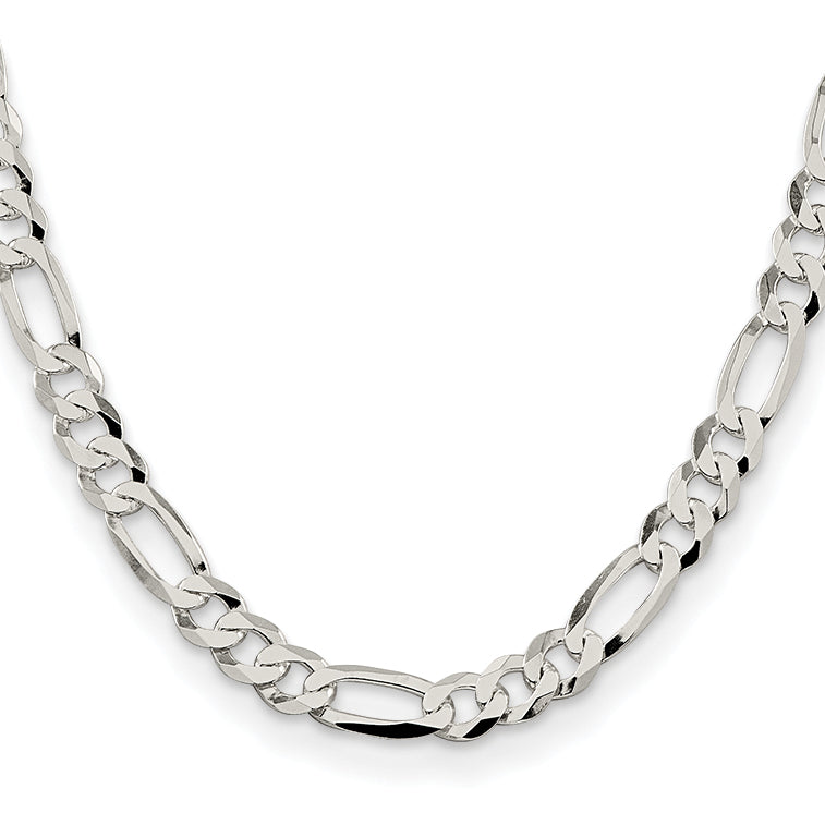 Sterling Silver Figaro Chain Necklace 8.5mm