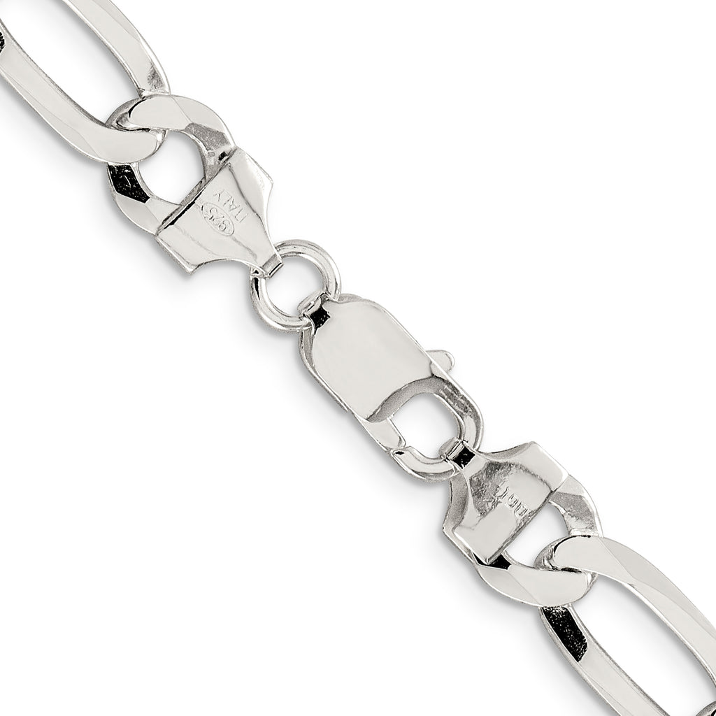 Sterling Silver Figaro Chain Necklace 8.5mm