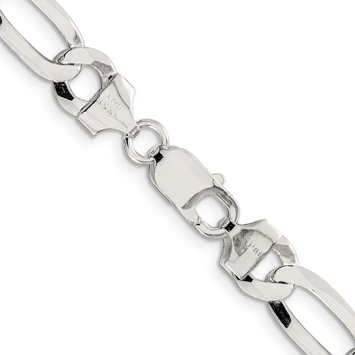 Figaro Chain in Sterling Silver, 8.5mm - Sophia Jewelers