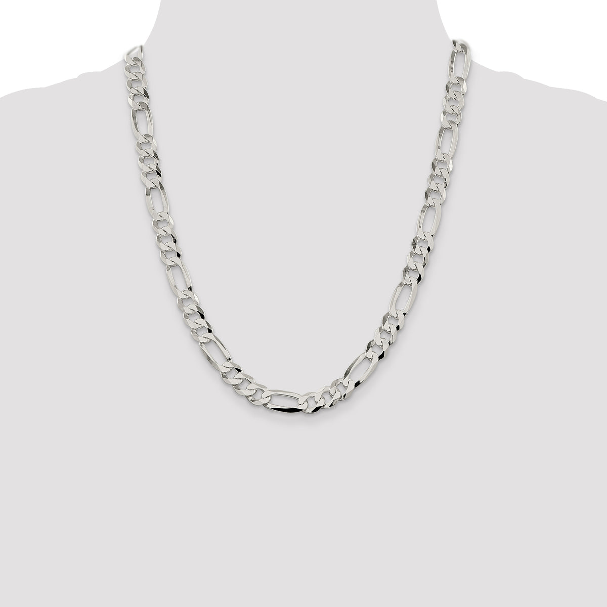 Figaro Chain in Sterling Silver, 8.5mm - Sophia Jewelers