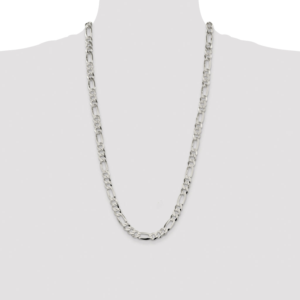 Sterling Silver 8.5mm Lightweight Flat Figaro Chain