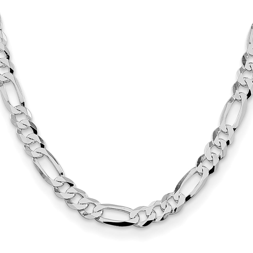 Sterling Silver Rhodium-Plated Figaro Chain Necklace 8.5mm