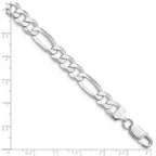 Sterling Silver Rhodium-plated 8.5mm Lightweight Flat Figaro Chain